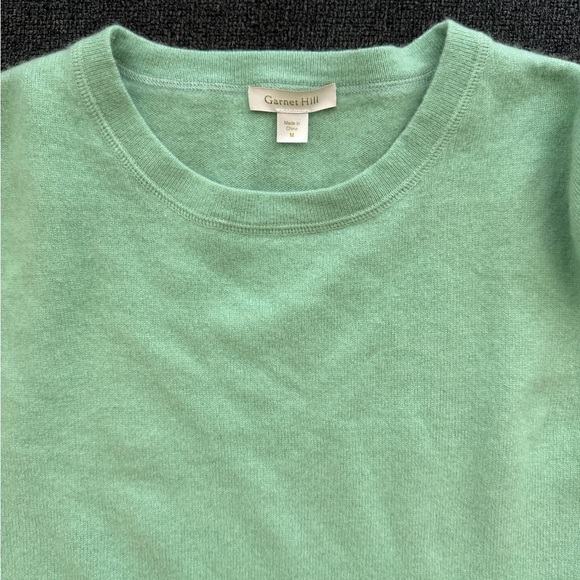 Garnet Hill 100% Cashmere Sweater Mint Green Size M Lightweight Pullover Knit - Picture 8 of 9